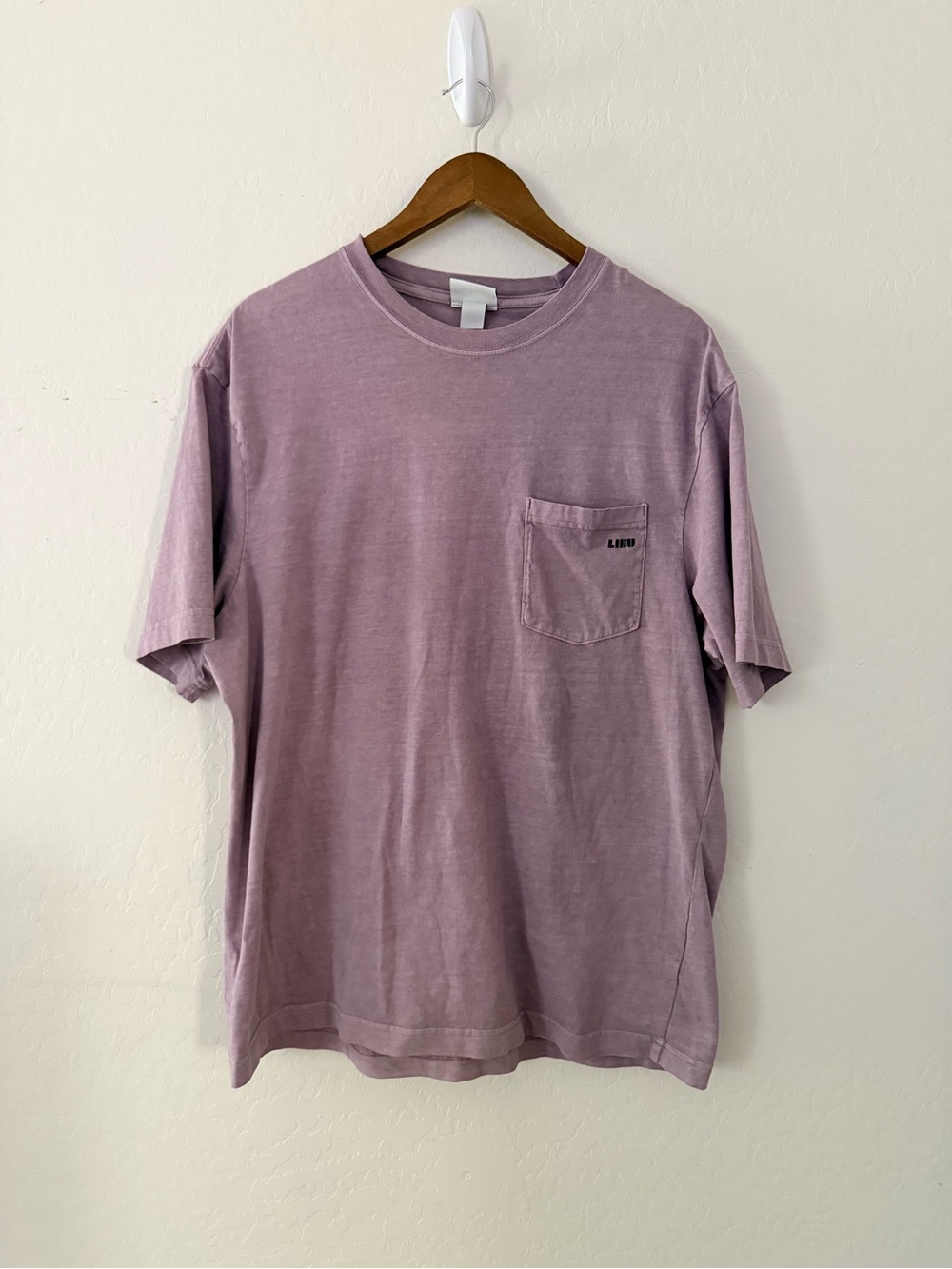 H&M Relaxed Fit Lilac Pocket T-Shirt‎ Size Large Oversized Cotton Tee